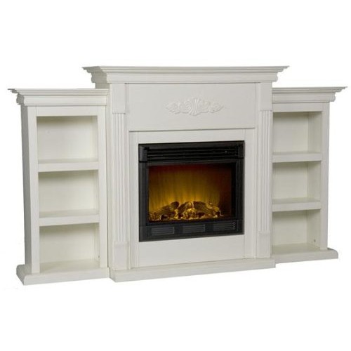 Tabitha Fireplace With Bookcases  ELECTRIC FRPLCE  IVORY - B005K8UBFG